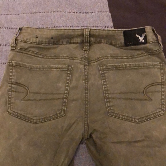 American Eagle Olive Green Cropped Jegging Sz 2 - Picture 5 of 7